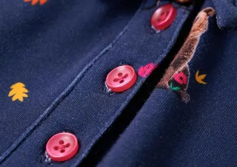 Rochie de copii cu mâneci lungi și șnur bleumarin 140 - 4/5