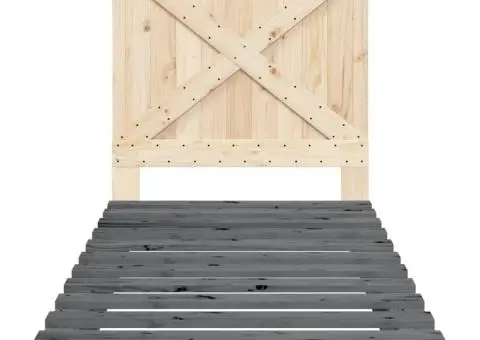 Cadru de pat cu tăblie, gri, 90x200 cm, lemn masiv de pin - 5/5