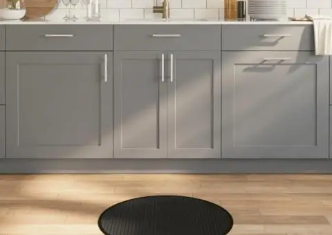 Covor rotund, negru, 60 cm, bambus - 1/5