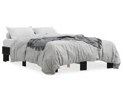 Cadru de pat, negru, 135x190 cm, lemn prelucrat și metal - 2/5