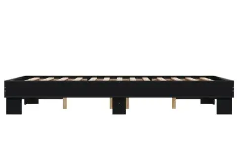 Cadru de pat, negru, 135x190 cm, lemn prelucrat și metal - 5/5