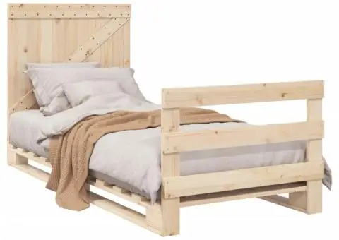 Cadru de pat cu tăblie, 90x200 cm, lemn masiv de pin - 4/5