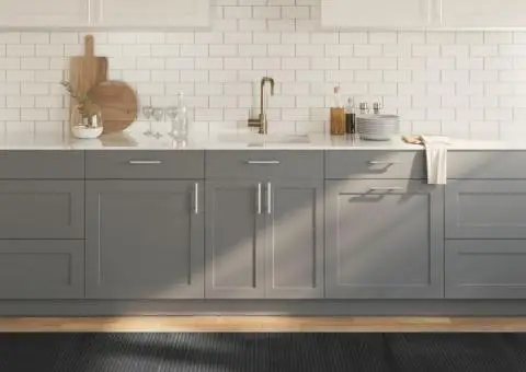 Covor dreptunghiular, gri, 80x400 cm, bambus - 1/5