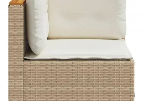 Canapea de colț de grădină cu perne, bej, poliratan - 5/5