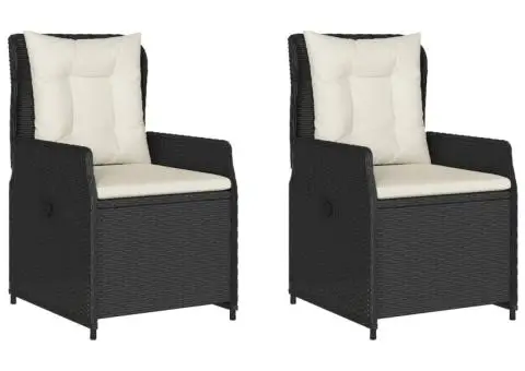 Scaune de grădină rabatabile, 2 buc., negru, poliratan - 2/5