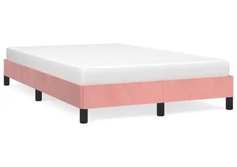 Cadru de pat fără saltea roz 120x190 cm catifea - 2/5