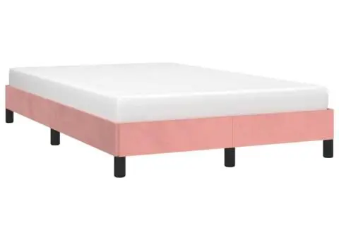 Cadru de pat fără saltea roz 120x190 cm catifea - 4/5