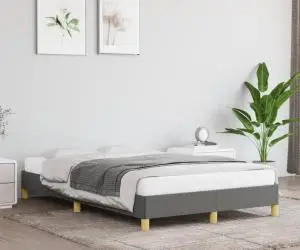 vidaXL Cadru de pat fără saltea gri închis 120x190 cm țesătură