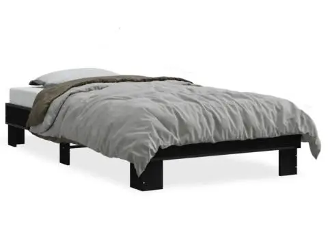 Cadru de pat, negru, 100x200 cm, lemn prelucrat și metal - 2/5