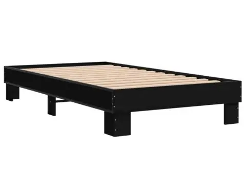 Cadru de pat, negru, 100x200 cm, lemn prelucrat și metal - 3/5