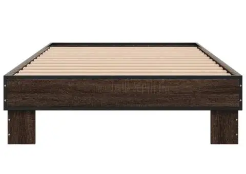 Cadru de pat, stejar maro, 90x190 cm, lemn prelucrat și metal - 4/5