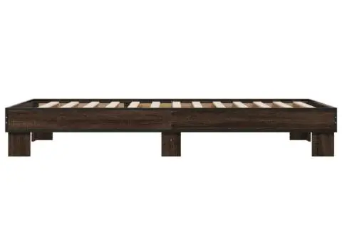 Cadru de pat, stejar maro, 90x190 cm, lemn prelucrat și metal - 5/5