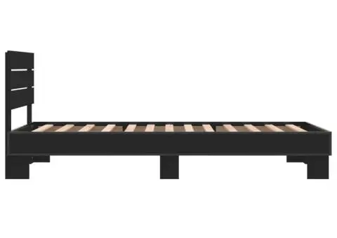Cadru de pat, negru, 100x200 cm, lemn prelucrat și metal - 5/5