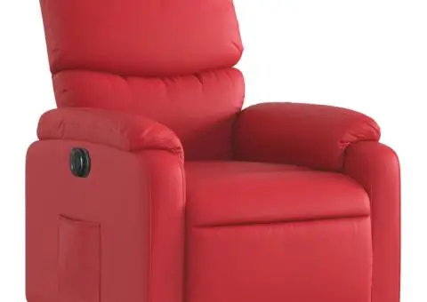 Fotoliu rabatabil electric cu ridicare, roșu, piele ecologică - 3/5