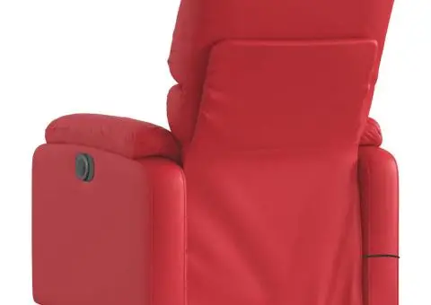 Fotoliu rabatabil electric cu ridicare, roșu, piele ecologică - 5/5
