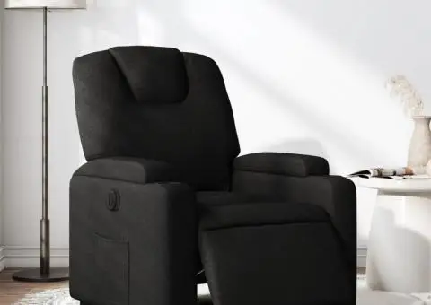 Fotoliu rabatabil electric, negru, material textil - 1/5