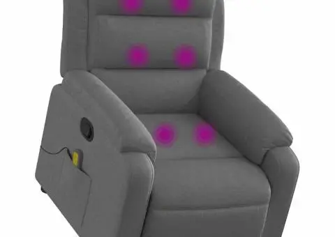 Fotoliu de masaj rabatabil cu ridicare, gri închis, textil - 3/5