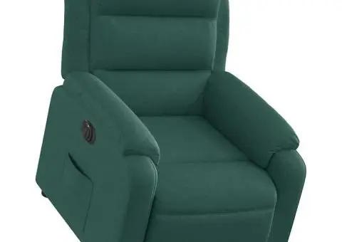 Fotoliu electric rabatabil cu ridicare, verde închis, textil - 3/5