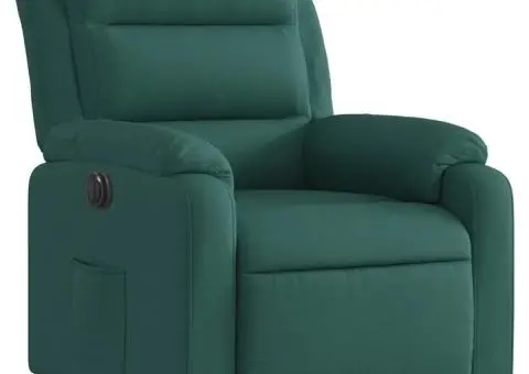 Fotoliu electric rabatabil cu ridicare, verde închis, textil - 4/5