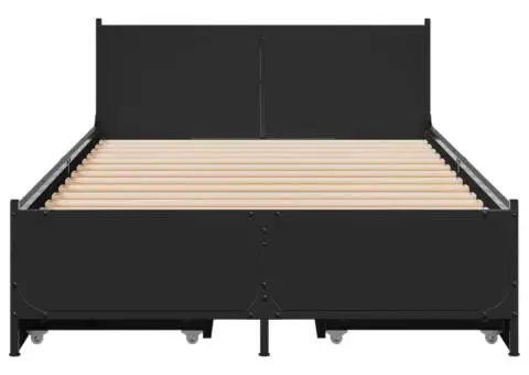 Cadru de pat cu sertare, negru, 100x200 cm, lemn prelucrat - 4/5