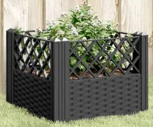 vidaXL Jardinieră de grădină cu spalier, negru, 43,5x43,5x43,5 cm, PP