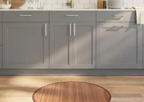 Covor rotund, negru, 80 cm, bambus - 1/5