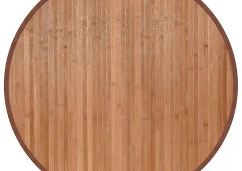 Covor rotund, negru, 80 cm, bambus - 2/5