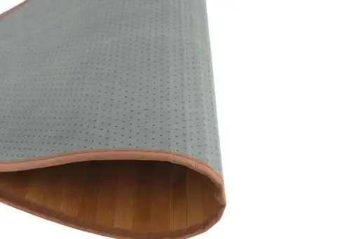 Covor rotund, negru, 80 cm, bambus - 5/5