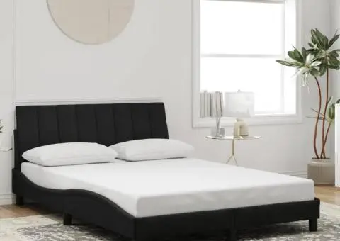 Cadru de pat cu lumini LED, negru, 140x190 cm, catifea - 4/5