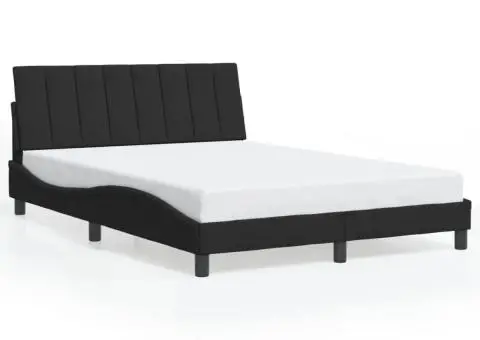 Cadru de pat cu lumini LED, negru, 140x190 cm, catifea - 5/5