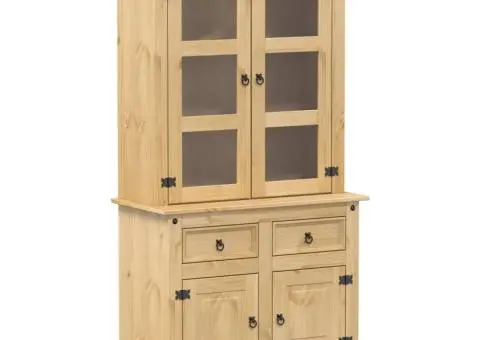 Vitrină din sticlă „Corona” 100x48,5x179 cm, lemn masiv de pin - 2/5