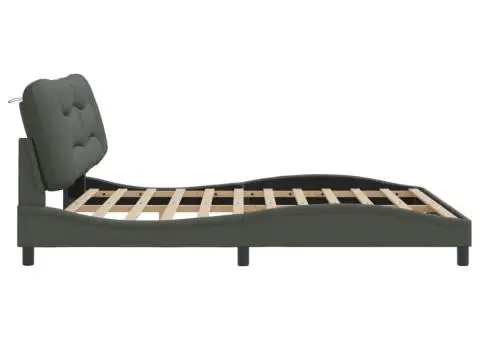 Cadru de pat fără saltea, gri închis, 180x200 cm, textil - 5/5