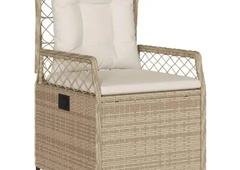 Scaune de grădină rabatabile, 2 buc., bej, poliratan - 4/5