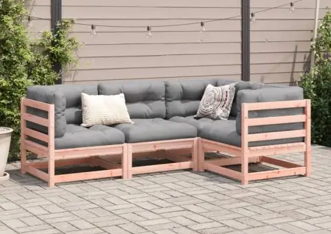 Set canapele grădină cu perne, 4 piese, lemn masiv brad douglas - 3/5