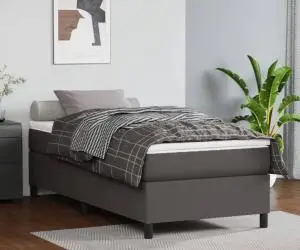vidaXL Cadru de pat, gri, 90x190 cm, piele ecologică