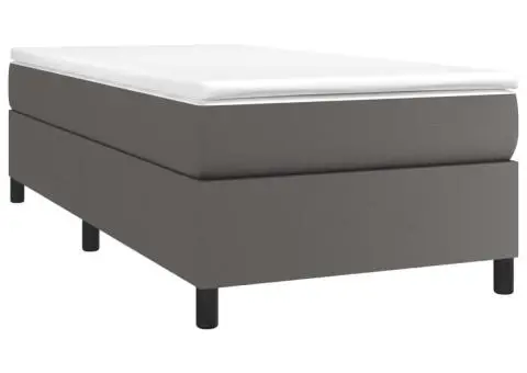 Cadru de pat, gri, 90x190 cm, piele ecologică - 3/5