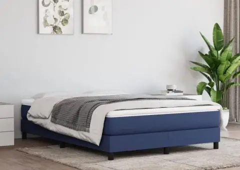 Cadru de pat fără saltea, albastru, 140x200 cm, textil - 1/5