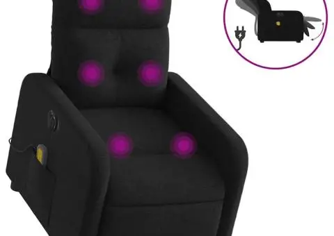 Fotoliu electric de masaj rabatabil cu ridicare, negru, textil - 2/5