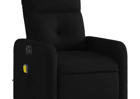 Fotoliu electric de masaj rabatabil cu ridicare, negru, textil - 4/5