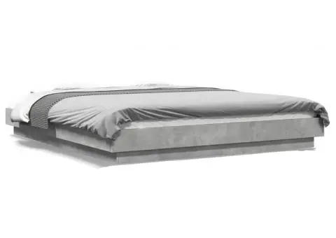 Cadru de pat cu lumini LED gri beton 160x200 cm, lemn prelucrat - 2/5