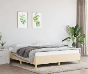 vidaXL Cadru de pat fără saltea, crem, 160x200 cm, textil