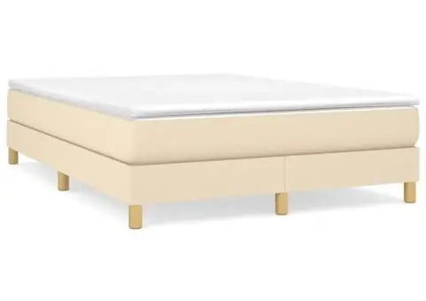 Cadru de pat fără saltea, crem, 140x190 cm, textil - 2/5