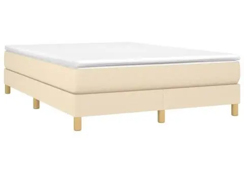 Cadru de pat fără saltea, crem, 140x190 cm, textil - 3/5