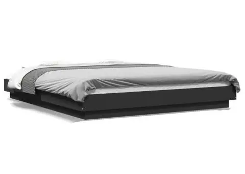 Cadru de pat cu lumini LED, negru, 160x200 cm, lemn prelucrat - 2/5