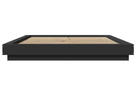 Cadru de pat cu lumini LED, negru, 160x200 cm, lemn prelucrat - 5/5