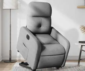vidaXL Fotoliu electric rabatabil cu ridicare, gri deschis, textil