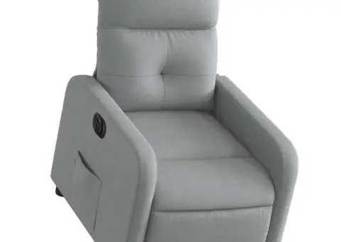 Fotoliu electric rabatabil cu ridicare, gri deschis, textil - 3/5