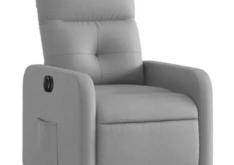 Fotoliu electric rabatabil cu ridicare, gri deschis, textil - 4/5