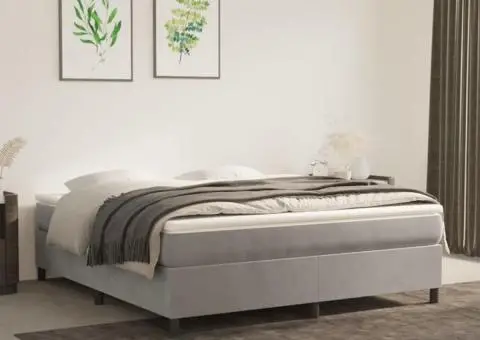 Cadru de pat fără saltea, gri deschis, 160x200 cm, catifea - 1/5