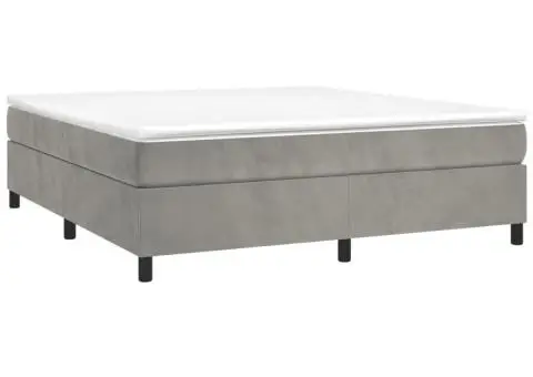 Cadru de pat fără saltea, gri deschis, 160x200 cm, catifea - 3/5